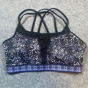 Gaiam Yoga Sports Bra Nova Print Align Bra Size SM Black Purple
